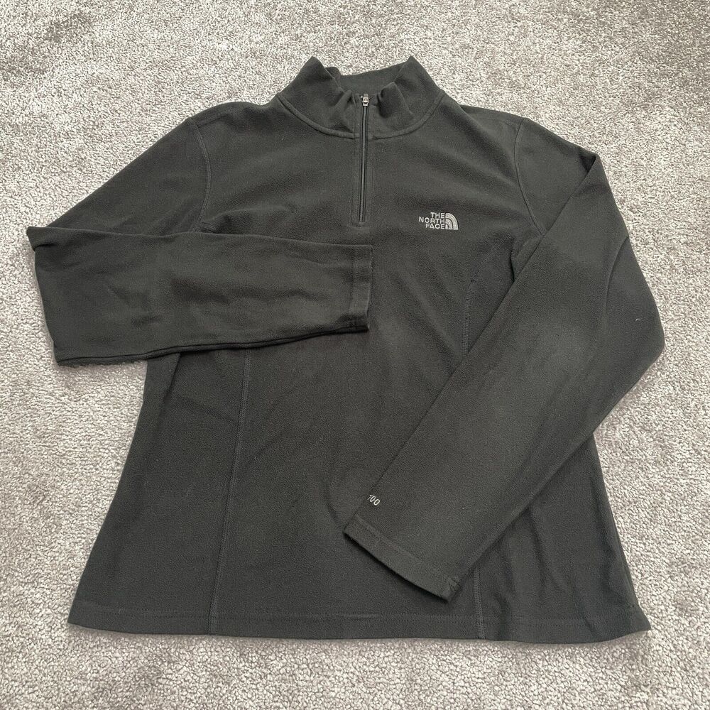 The North Face TKA100 Glacier Fleece Jacket Womens Medium Black 1/4 Zip Outdoor